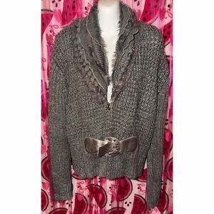 🩶 Simply Couture Textured Cardigan with Belt
